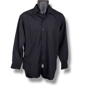 Size 15 15 1/2 Men’s Bello Uomo Black Button Front Dress Shirt Long Sleeve Luxe